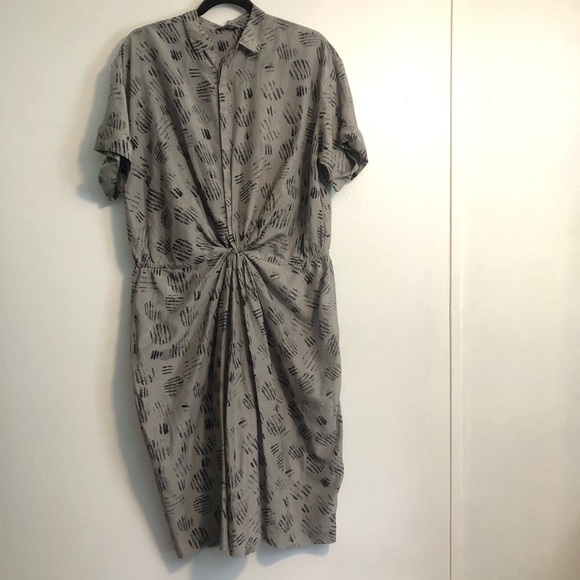 Pas De Calais Women's Dress Size M Unlined Gray Short Sleeved Blouson Midi - Picture 1 of 8